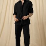 Solid Cotton Black Shirt