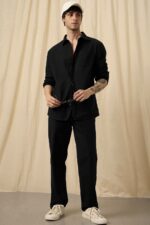 Solid Cotton Black Shirt