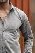 Solids : Grey Cotton Linen Shirt - Image 2