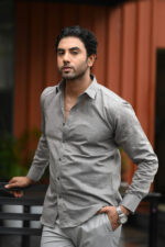 Solids : Grey Cotton Linen Shirt