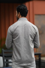 Solids : Grey Cotton Linen Shirt - Image 5
