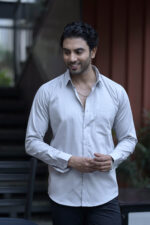 Premium Cotton Satin Grey Shirt - Image 3