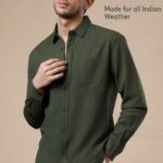 Solid Cotton Green Shirt