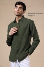 Solid Cotton Green Shirt