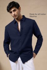 Solid Cotton Blue Shirt