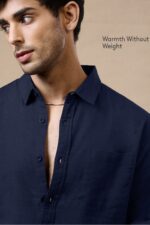 Solid Cotton Blue Shirt - Image 3